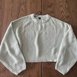 H&M Divided Cropped Knit Sweater in Light Mint
